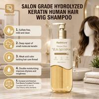 Shampoo sans sulfate 300 ml pour perruques et extensions de cheveux humains, nettoyant au pH équilibré avec huile d'argan pour cheveux secs et abîmés, personnalisé