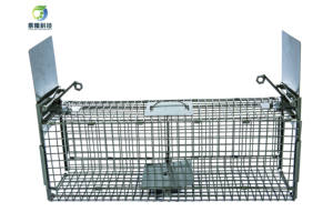 Складная гильотинная двухдверная клетка для животных, кошек, ловушка для борьбы с вредителями, кошачья ловушка, клетка для кошек - Product Image 3