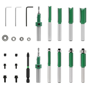 ชุดดอกสว่านเจาะแบบหัวจม สีเขียว 15 ชิ้น ดอกกัดงานไม้ สำหรับงานไม้ ตัดตรง ปรับความลึกได้ - Product Image 2