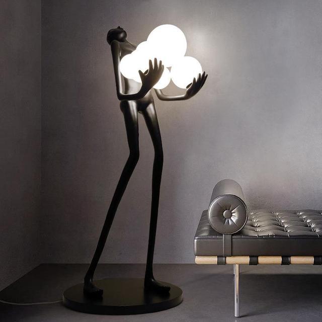 Humanoid Art Sculpture Ball Floor Lamp Resin Glass Warm Light Designer Hotel Lobby Exhibition Hall Creative Large