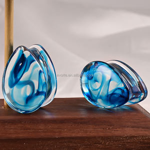 Evorte <span class=keywords><strong>0G</strong></span> 1G قطرة دمعة سدادات أذن زجاجية زرقاء مع O قيق نفق متوسع قطرة ماء الأذن مقاييس قرط ثقب - Product Image 6