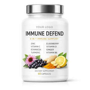 Complément alimentaire Natural Immune Defend 8 1 capsules, zinc, <span class=keywords><strong>vitamine</strong></span> C, soutient le système immunitaire, <span class=keywords><strong>bienfaits</strong></span> antioxydants, 60 capsules, GMP - Product Image 1