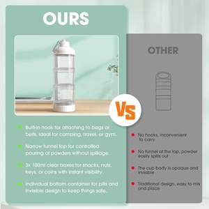 Sport-Pulver-Spender mit Fächern und tragbarem Schlüsselanhänger | <span class=keywords><strong>3</strong></span>-lagiger transparenter Behälter für Fitness & Küchenaufbewahrung - Product Image 5
