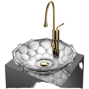 Hiện đại sang trọng Tinh thể thủy tinh Bát tàu cho phòng tắm rửa lưu vực bồn rửa đánh bóng màu trong suốt khách sạn sang trọng phụ kiện <span class=keywords><strong>drainer</strong></span> - Product Image 3