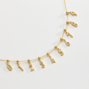 FUAMAY oro placcato 18K Angel Number Diy ciondoli <span class=keywords><strong>collana</strong></span> ciondoli numero 0-9 Charm <span class=keywords><strong>collana</strong></span> da te con zircone - Product Image 2