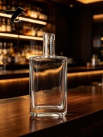 Bouteilles carrées en verre de 500 ml avec bouchon et design sérigraphié pour le brandy, la vodka et la tequila