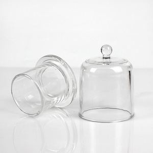 Porte-bougie de table en verre transparent de luxe, vide, en forme de cloche, avec couvercle, pour bougie parfumée, décoration et bougies DIY - Product Image 4