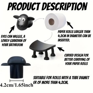 Porte-<span class=keywords><strong>papier</strong></span> <span class=keywords><strong>toilette</strong></span> autoportant en plastique noir en forme de <span class=keywords><strong>mouton</strong></span>, écologique, moderne, antirouille, <span class=keywords><strong>support</strong></span> carré, garantie 1 an - Product Image 5