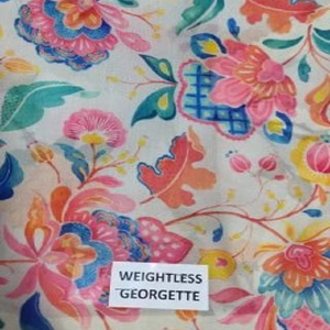 Tissu Georgette Léger Pur, Broderie Florale Numérique Artisanale Bio Exquise, Couture Ethnique Haut de Gamme - Product Image 2