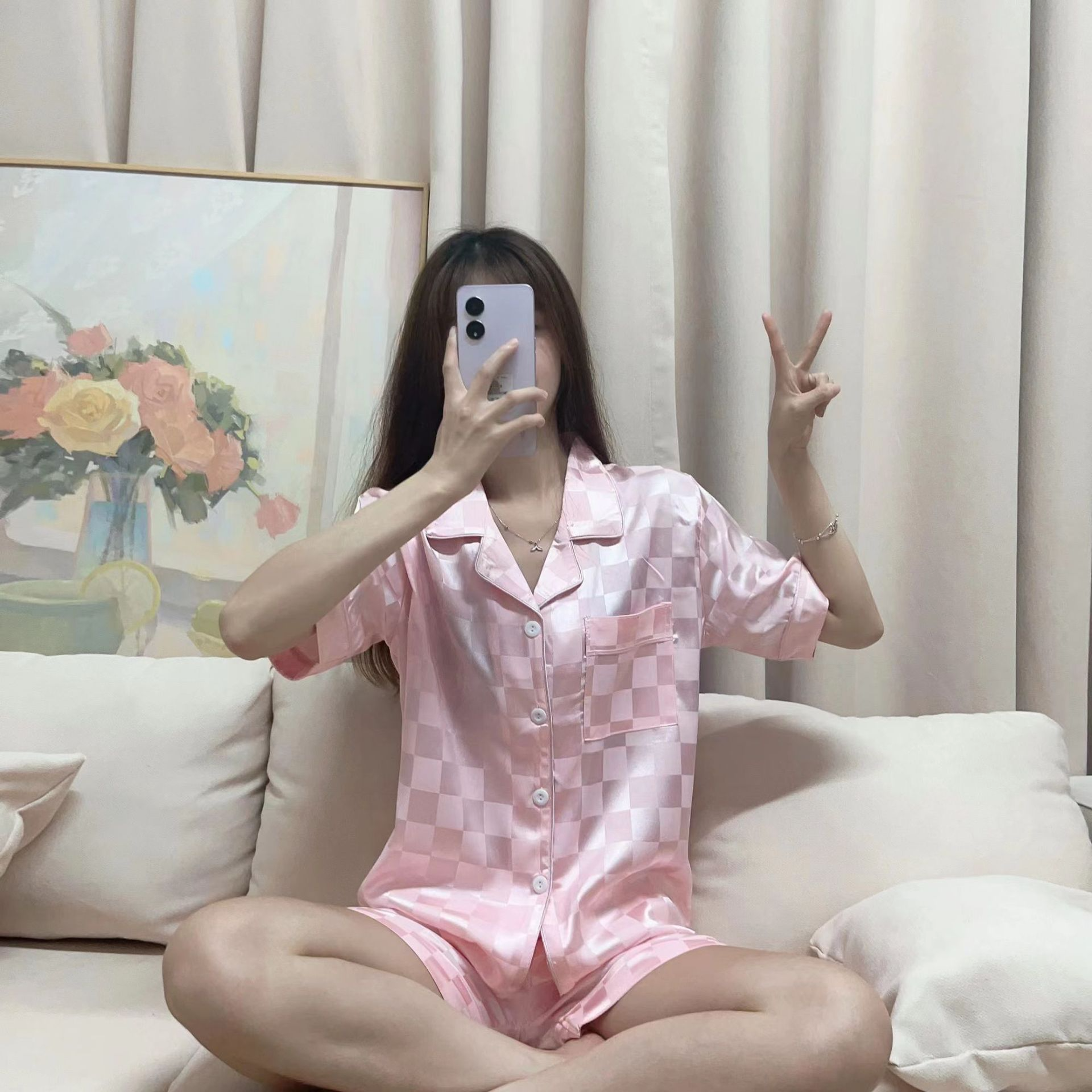 Pink checkered pattern