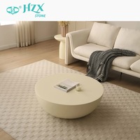 HZX table basse de luxe nordique en fibre de verre personnalisée texture mate table basse circulaire d'extérieur moderne et minimaliste