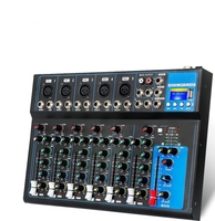 Console de mixage audio professionnelle à 7 canaux en métal F7 avec effets intégrés, égaliseur 3 bandes, Bluetooth/USB, enregistrement USB, pour usage domestique ou en bar