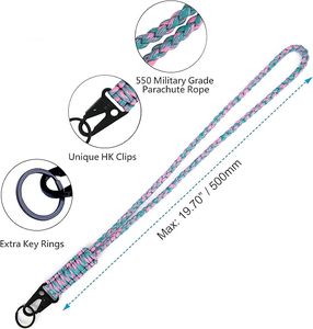 Custom Pastel Braided Mobile Phone Strap Keychain Paracord Phone <b>Lanyard</b> Wrist Strap with Clasp <b>for</b> Daily Carry - Product Image 5
