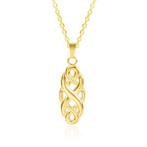 Pendentif Nœud de <span class=keywords><strong>Sorcière</strong></span> en Acier Inoxydable 304 Doré, Chaîne à Maillons, Médaille Celtique Triquetra Wiccan pour Collier Unisexe Homme Femme Bijoux - Product Image 6
