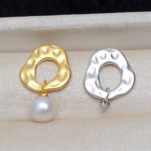 Ensemble de pendentifs et de boucles d'oreilles baroques en argent S925, collier pour femme givré, accessoire perlé déformé DIY 3923 - Product Image 2