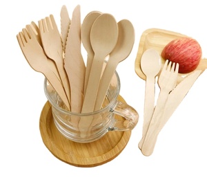 Schlussverkauf einweg umweltfreundliche Löffel Gabeln Messer Holzbesteck-Set mit Hochzeit - Product Image 1