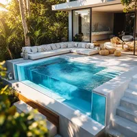 Panneaux de clôture de piscine en verre trempé, quincaillerie en acier inoxydable sans cadre, sécurité pour les piscines domestiques et hôtelières
