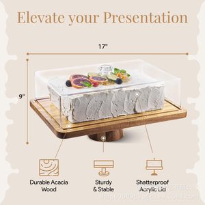 Exhibidor de pasteles de madera, base rectangular de madera maciza, bandeja multiusos para servir en fiestas, hoteles y restaurantes. - Product Image 3