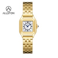 Montre à quartz mini carrée de luxe OEM ODM, style antique vintage, pour couple, bracelet en acier inoxydable, boîtier en alliage, chiffres romains, légère