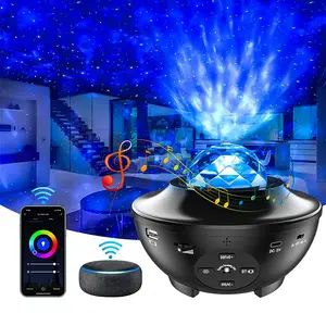 Akıllı WIFI müzik LED Galaxy projektör, güçlü hoparlör yıldız projektör Alexa Google yardımcısı ile çalışır