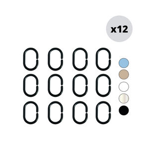 Anillos para cortina de ducha, 12 piezas, polipropileno beige, para uso en el baño - Product Image 1