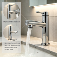 Nouvelle Mitigeur de lavabo mural monocommande en alliage de zinc chromé, à 1 trou, chaud/froid, avec cartouche céramique, pour salle de bain