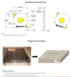 LUMINUSs CXM-4-27-90-18-AC40-F5-2 CXM-4 Gen 4 Blanc chaud 2700K LED Éclairage COB Chip 415lm Ra90 Garantie de 3 ans - Product Image 6