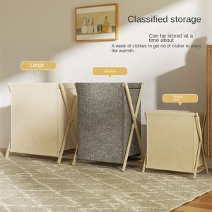 GREENSIDE New Solid <strong>Wood</strong> Folding Dirty Clothes <strong>Basket</strong> <strong>Laundry</strong> Clothes Pants Storage <strong>Basket</strong> Household Bathroom <strong>Laundry</strong> - Product Image 2