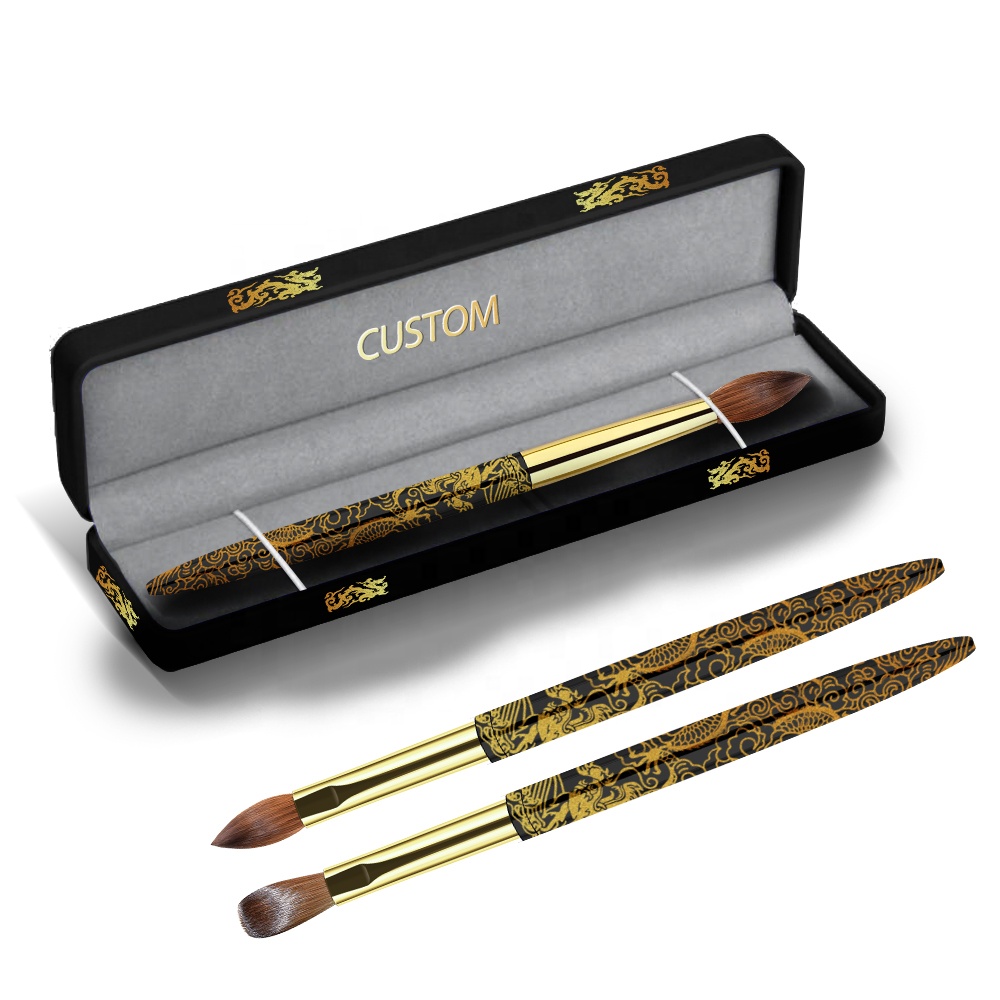 Китай, Новое поступление, золотые маникюрные кисти для ногтей, OEM, металлические, высококачественные, частная этикетка, Овальные, обжимные, колонские, акриловые кисти для ногтей #16