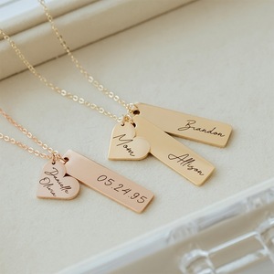 OEM plata oro rosa oro alto pulido Acero inoxidable corazón barra <span class=keywords><strong>nombre</strong></span> logotipo personalizado collar - Product Image 2