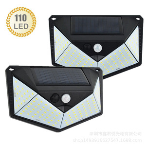 Solar Wall Lamp 110 LED Four-Sided <b>Light</b> Human Body Sensor Outdoor Garden <b>Corridor</b> <b>Light</b> - Product Image 1