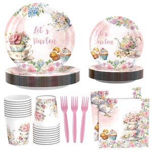 Offre Spéciale : Ensemble de Vaisselle et Décorations en Papier Thème Floral pour Fête <span class=keywords><strong>Princesse</strong></span> et <span class=keywords><strong>Anniversaire</strong></span> - Product Image 4