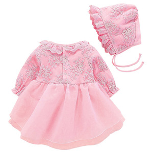 Set Vestito Principessa Stile Coreano per Bambina di <span class=keywords><strong>1</strong></span> <span class=keywords><strong>Anno</strong></span>, in Cotone di Alta Qualità con Maniche Lunghe e Motivo Floreale all'Uncinetto, Primavera/Autunno - Product Image 2