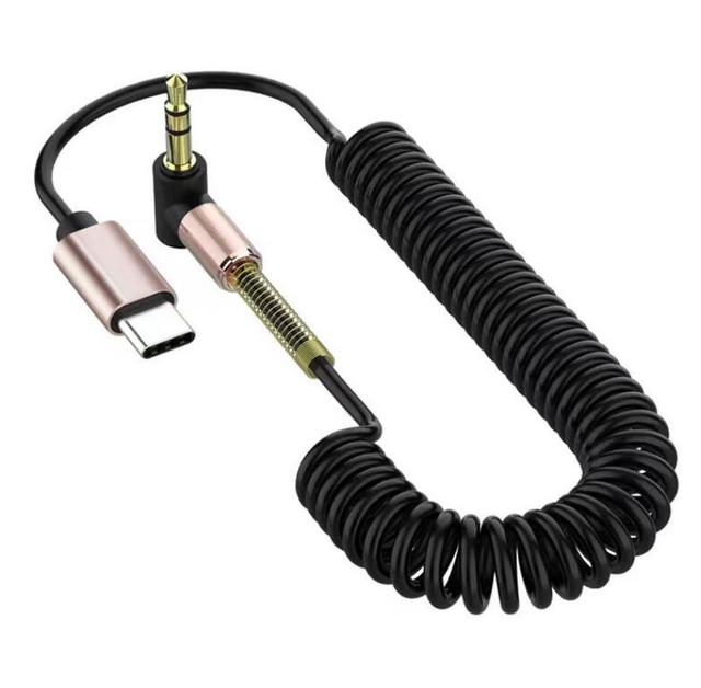 Elbow 90 Degree Spring Digital USB Type c Converter to 3.5mm Audio Aux Earphone Jack Adapter Converter Support samsung google