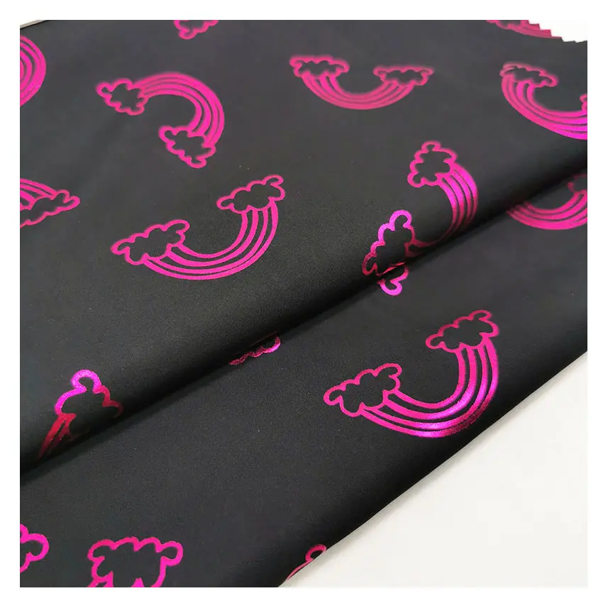 foil printed fabric 300T polyester pongee glitter cloud design printed fabric for jacket/lining