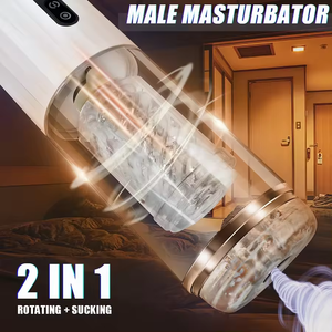 2 in 1 otomatik erkek Masturbator fincan Penis egzersiz makinesi teleskopik dönen emme ile erkekler için seks oyuncak Penis stimülasyon - Product Image 2