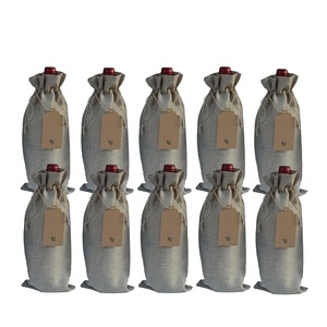 Ensemble de sacs pour bouteilles de vin rouge, 10 pièces, sacs d'emballage cadeau en lin avec cordon de serrage - Product Image 5