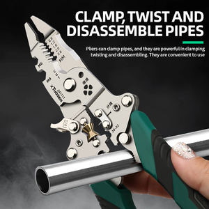 Alat pengelupas kawat listrik, alat rumah tangga, tang pengupasan kawat lipat, hidung jarum, pemotong/pengeriting baja karbon metrik industri - Product Image 2