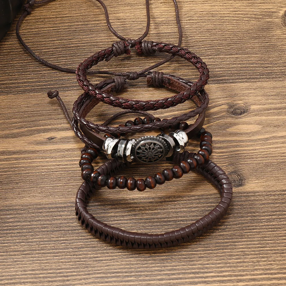 Men's fashion bracelet leather bracelet set rudder trim