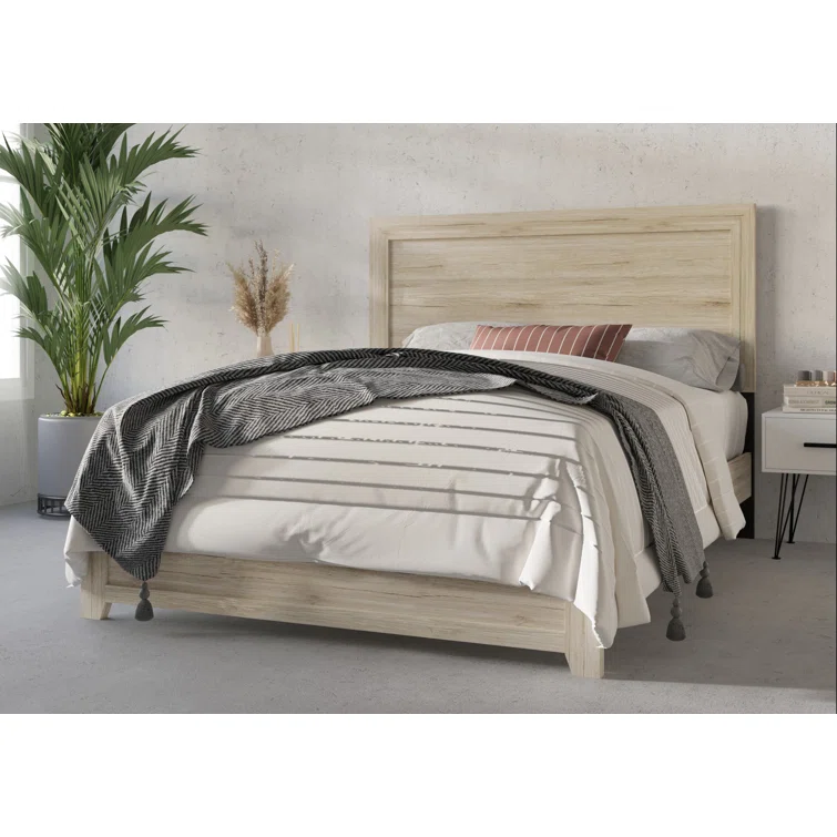 2023 High Quality Simple Modern Oak Solid Wood Economical Bedroom Furniture King Queen Size Bedding With Headboard