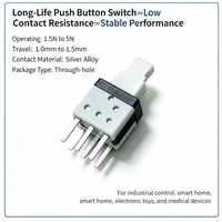 Sakelar Tombol Tekan Horizontal 8.5mm Pemasangan Samping 6Pin Self-Locking Spst Rocker Switch Sakelar On Off untuk Glocks