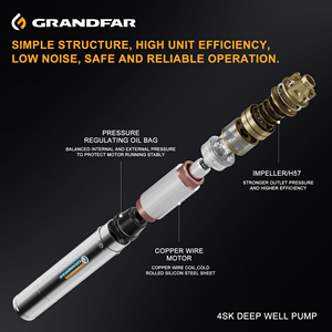 GRANDFAR AC 220V Stainless Steel High Water <b>Pump</b> <b>Submersible</b> Large Flow Copper Wire Deep Well 4SKm100/4SKM200/4SKM200 High Press - Product Image 3
