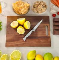 Papan pemotong kayu akasia Modern bahan PC tipis aman untuk alat dapur roti daging Logo Laser untuk memotong makanan gaya alam
