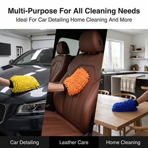 Guante de Lavado de Autos y Guantes de Limpieza de Felpa de Coral Chenille Suave, Absorbente, Impermeable y de Doble Cara ST-P022 - Product Image 4