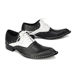 Zapatos de Cuero de Diseño de Lujo NA853 para Hombre, Zapatos <span class=keywords><strong>Oxford</strong></span> Blancos y Negros con Punta, Calzado Formal para Boda, Zapatos Hombre - Product Image 3