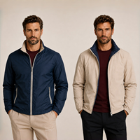 Veste matelassée double face en coton pour homme, avec poignets élastiques en polyester et élasthanne, coupe-vent, décontractée pour le quotidien