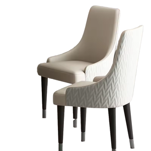 Silla de Comedor de Cuero de Lujo Moderna, Cómoda Silla con Brazos y Patas de Madera para Hogar, Hotel, Restaurante, Cafetería, Muebles de Sala de Estar - Product Image 1
