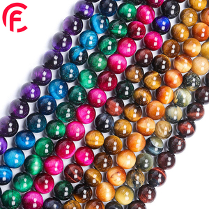 Perles rondes en pierre naturelle œil de tigre bleu et rouge, <span class=keywords><strong>agate</strong></span> et quartz, 6/8/10/12 mm, en vrac, pour la fabrication de bijoux, bracelets et colliers DIY - Product Image 1
