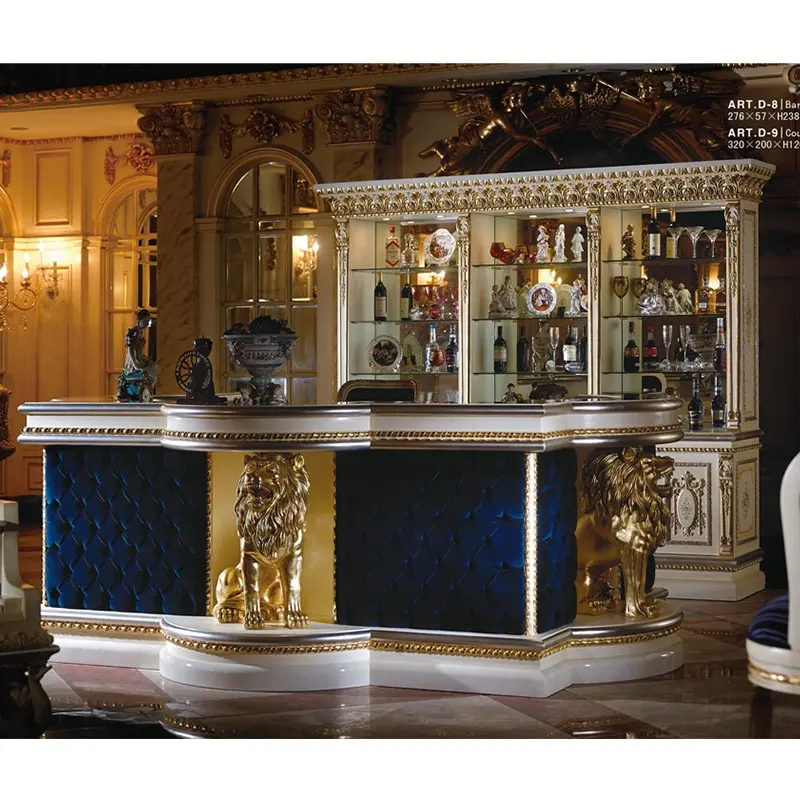 Luxury French classic design high quality wooden bar tables and cabinets