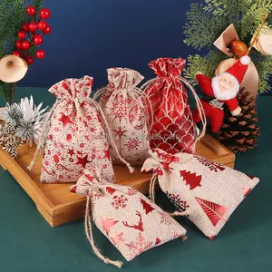圣诞织物拉绳礼品袋包装带丝带定制标志